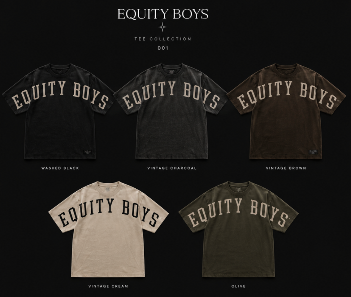 Equity Boys tee collection in multiple colors